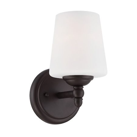 Designers Fountain Darcy 5.25in 1-Light Oil Rubbed Bronze Transitional Indoor Wall Sconce with Opal Glass Shade 15006-1B-34
